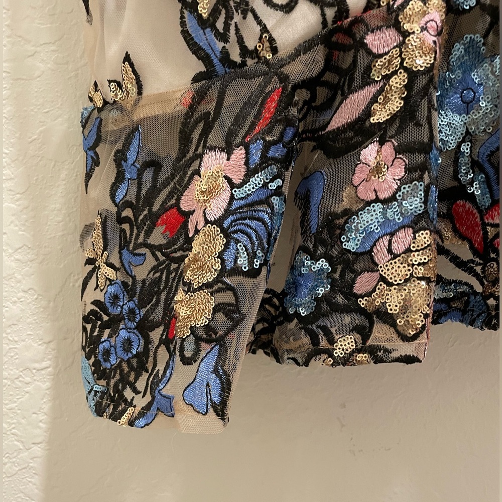๐น๐ Alexia Admor Embroidered fit and flare Sequin Formal Wedding Dress Size 10 - Picture 6 of 16